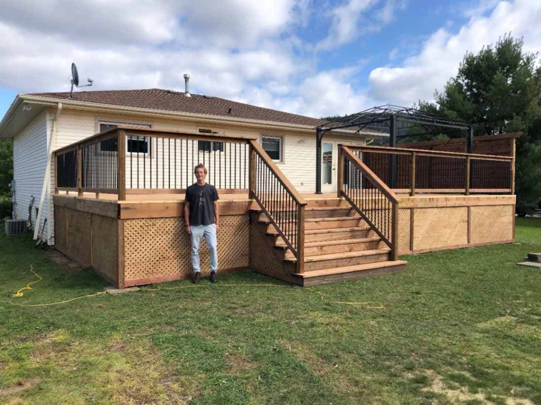 Deck with wide stairs
