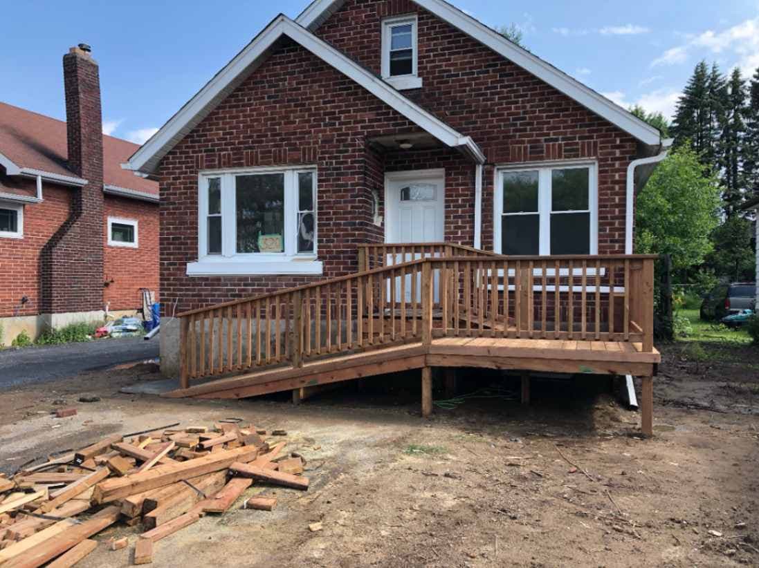 Wooden deck with ramp